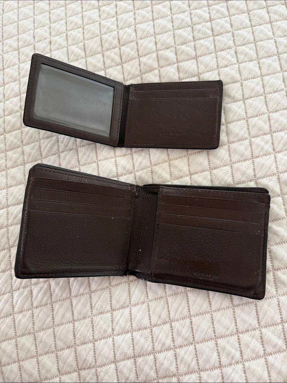 Coach Men's Dark Brown Leather Money Clip Wallet